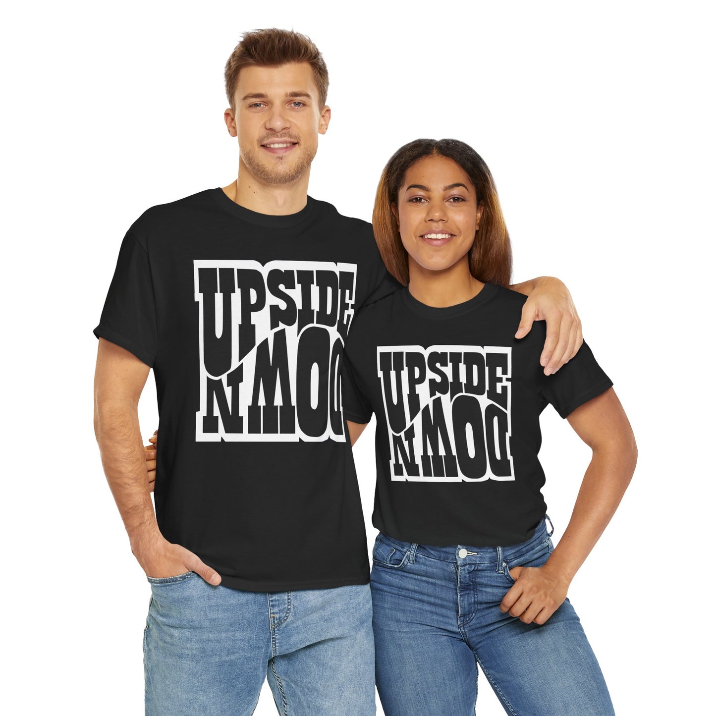Upside Down Unisex Heavy Cotton Tee - Retro Graphic Tee, Gift for Comic Fans, Casual Wear, Unique Streetwear, Birthday Present