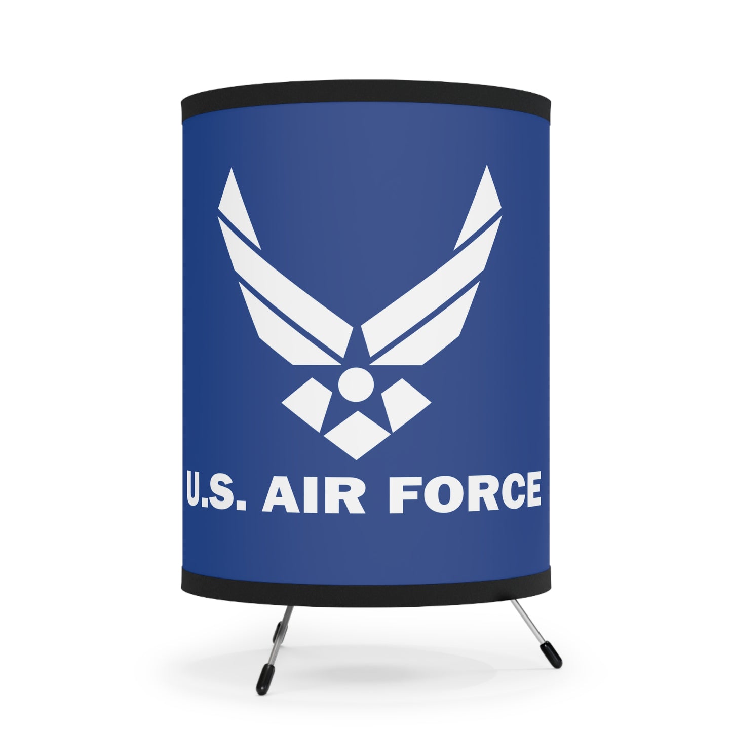 Military-Themed Tripod Lamp, U.S. Air Force Decor, Home Office Lighting, Gift for Veterans, Blue Shade