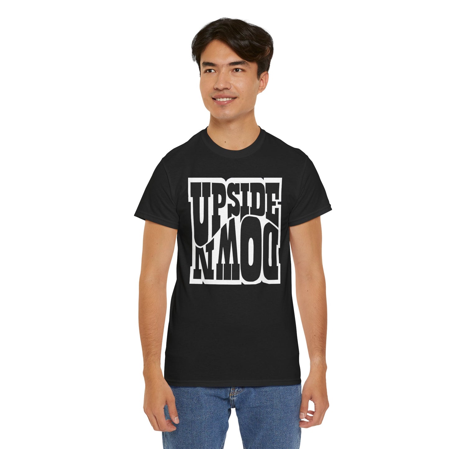 Upside Down Unisex Heavy Cotton Tee - Retro Graphic Tee, Gift for Comic Fans, Casual Wear, Unique Streetwear, Birthday Present