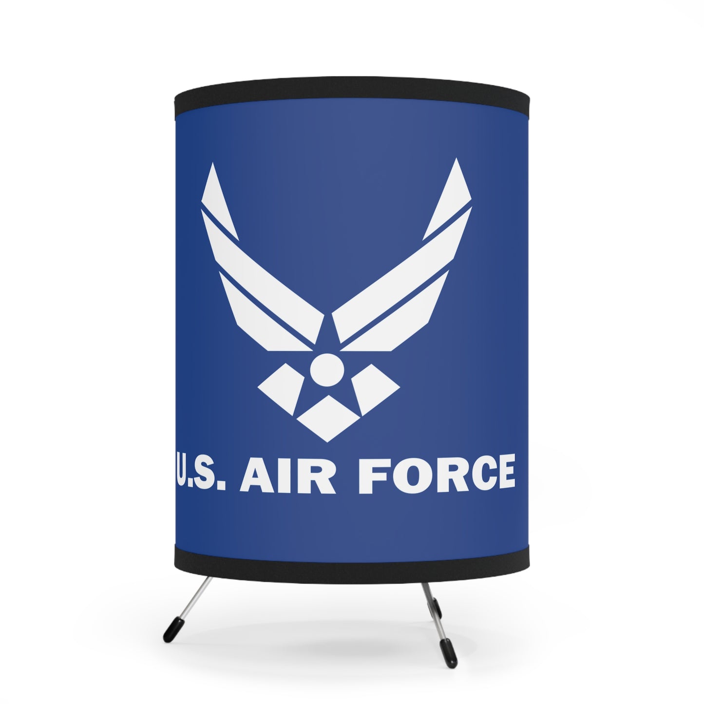 Military-Themed Tripod Lamp, U.S. Air Force Decor, Home Office Lighting, Gift for Veterans, Blue Shade