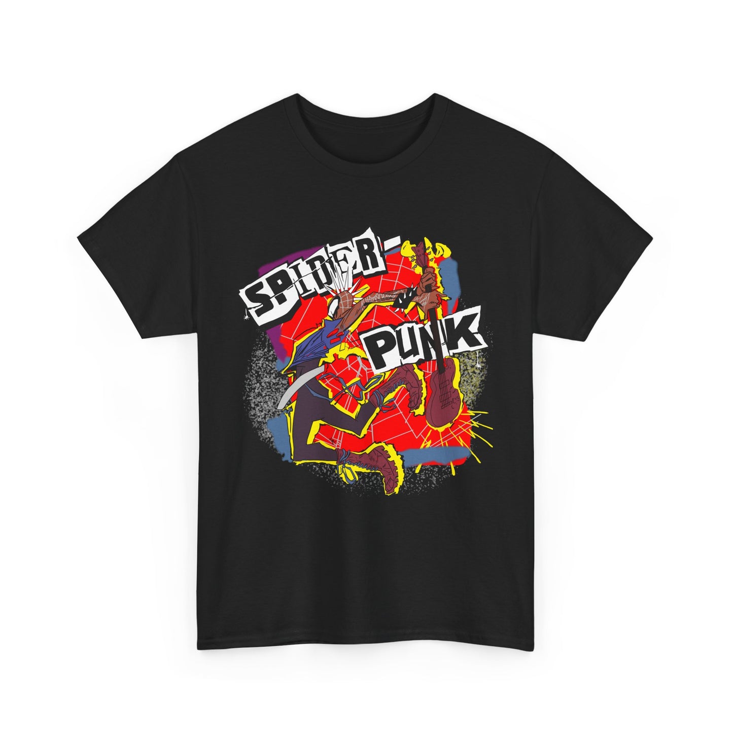 Spider Punk Unisex Heavy Cotton Tee - Retro Graphic Tee, Gift for Comic Fans, Casual Wear, Unique Streetwear, Birthday Present