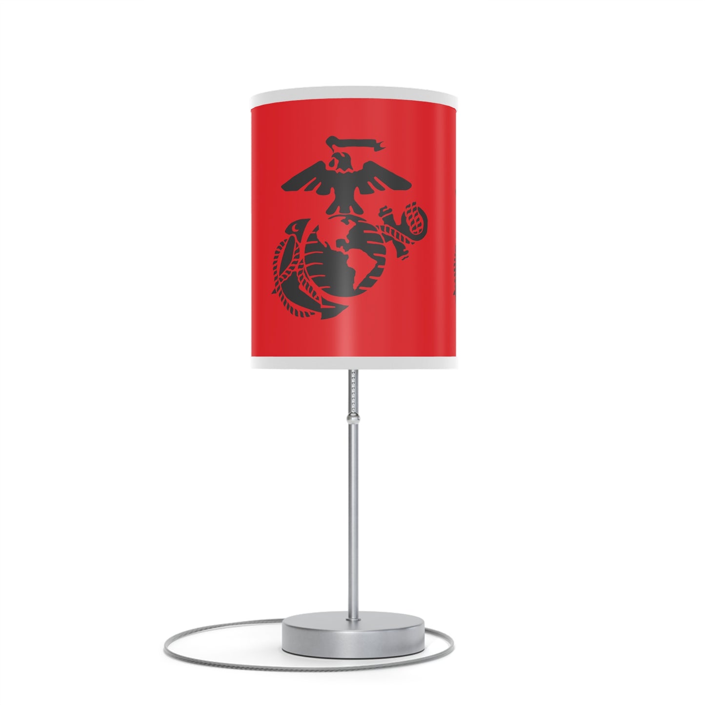 Marine Corps Table Lamp, USA Veteran Decor, Patriotic Home Lighting, Military Gift, Red and Black Lamp Design
