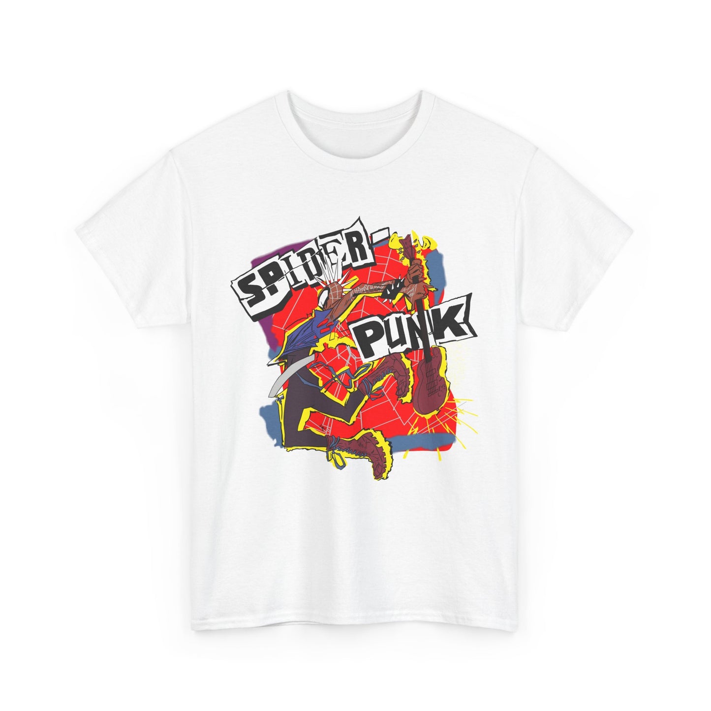 Spider Punk Unisex Heavy Cotton Tee - Retro Graphic Tee, Gift for Comic Fans, Casual Wear, Unique Streetwear, Birthday Present
