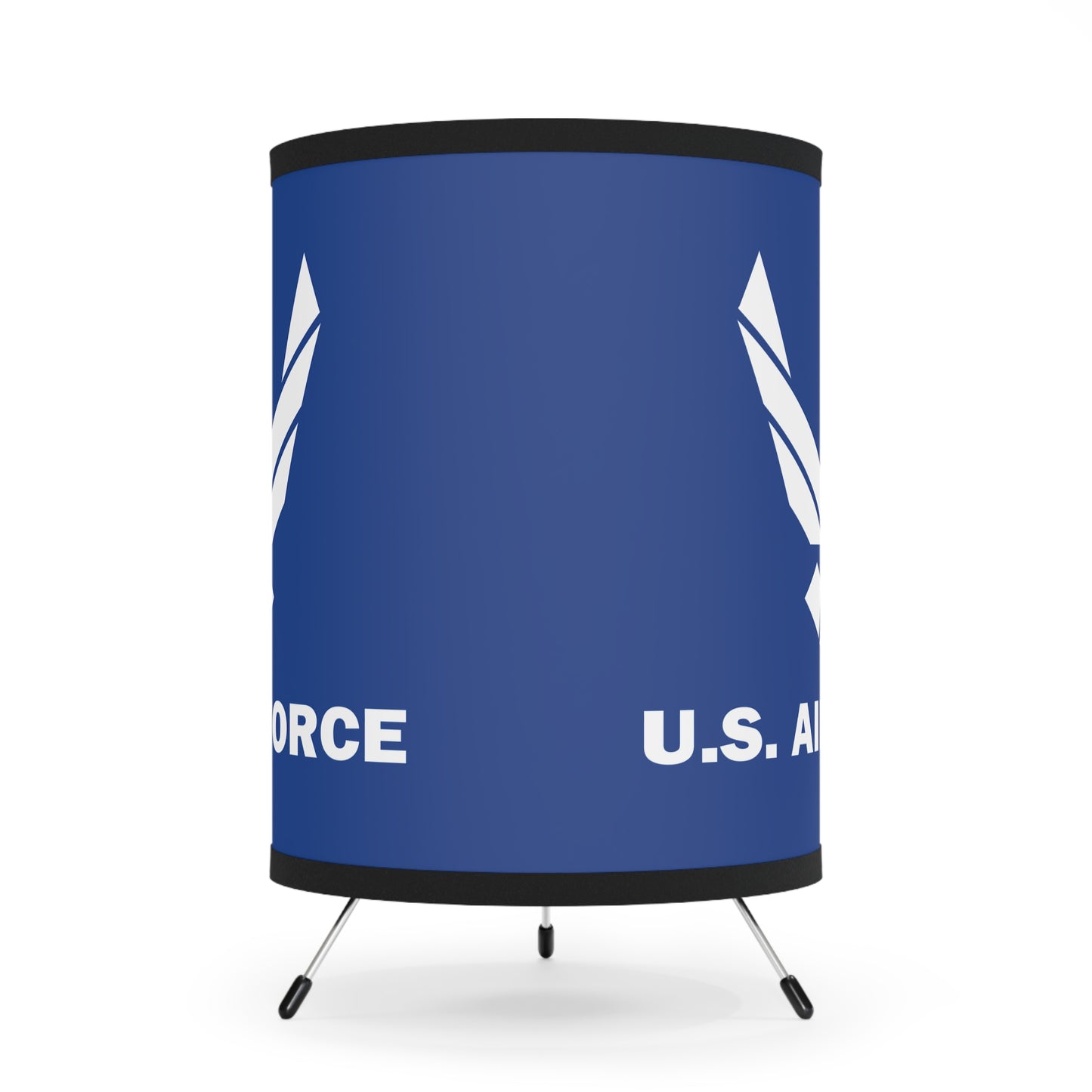 Military-Themed Tripod Lamp, U.S. Air Force Decor, Home Office Lighting, Gift for Veterans, Blue Shade