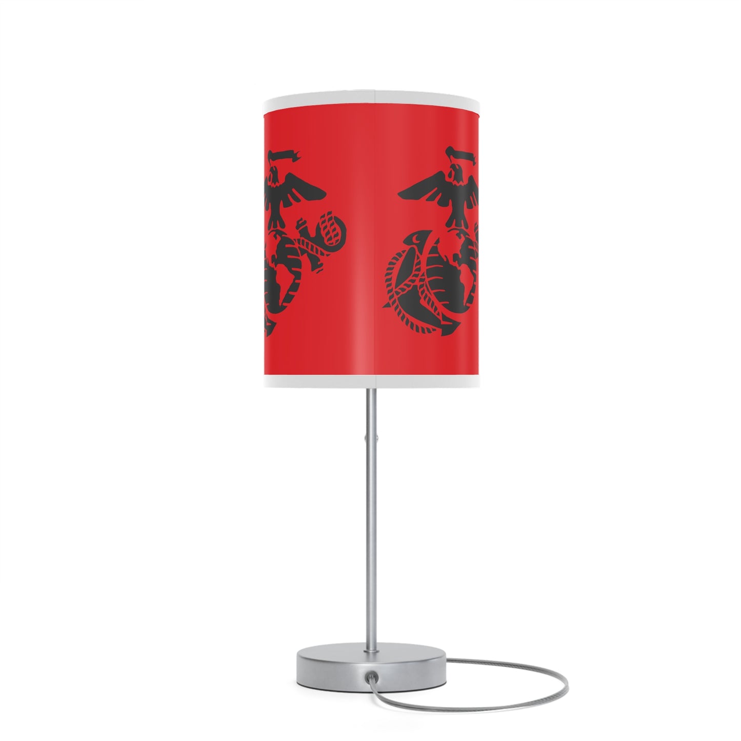Marine Corps Table Lamp, USA Veteran Decor, Patriotic Home Lighting, Military Gift, Red and Black Lamp Design