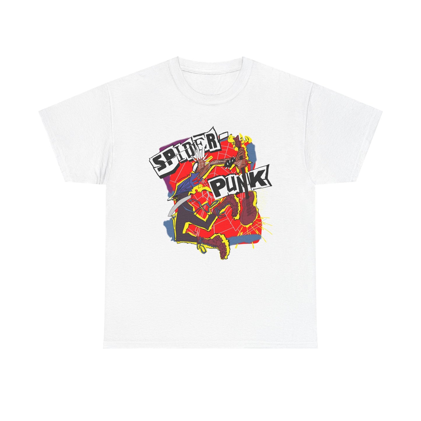 Spider Punk Unisex Heavy Cotton Tee - Retro Graphic Tee, Gift for Comic Fans, Casual Wear, Unique Streetwear, Birthday Present