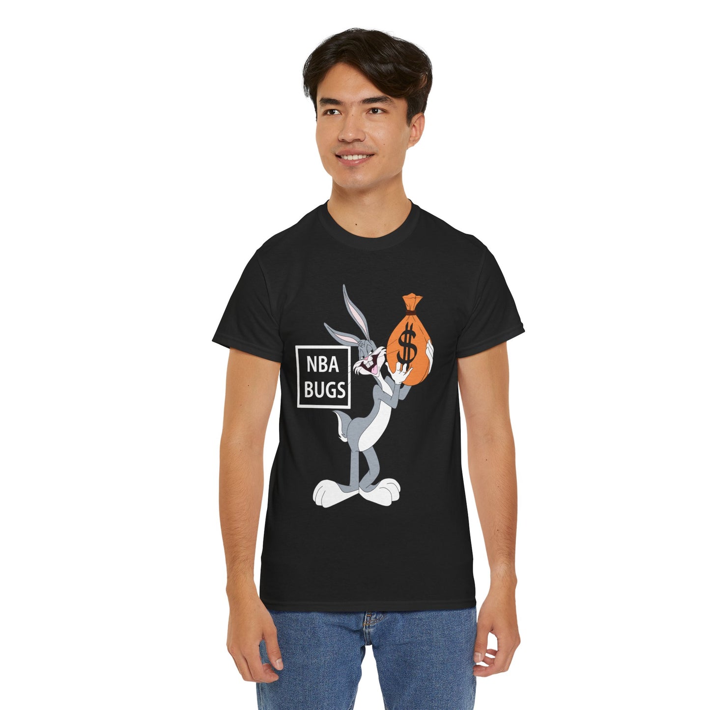 NBA Bugs Unisex Heavy Cotton Tee - Retro Graphic Tee, Gift for Comic Fans, Casual Wear, Unique Streetwear, Birthday Present
