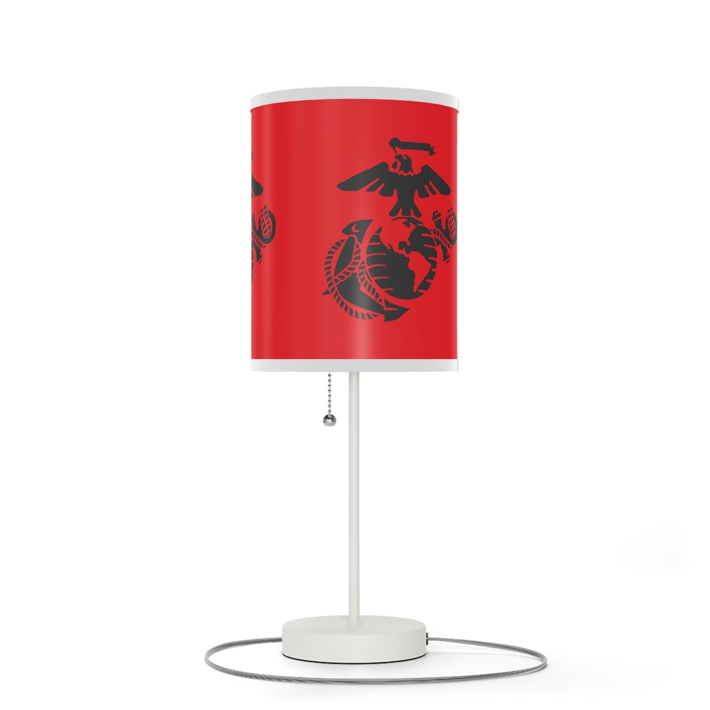 Marine Corps Table Lamp, USA Veteran Decor, Patriotic Home Lighting, Military Gift, Red and Black Lamp Design