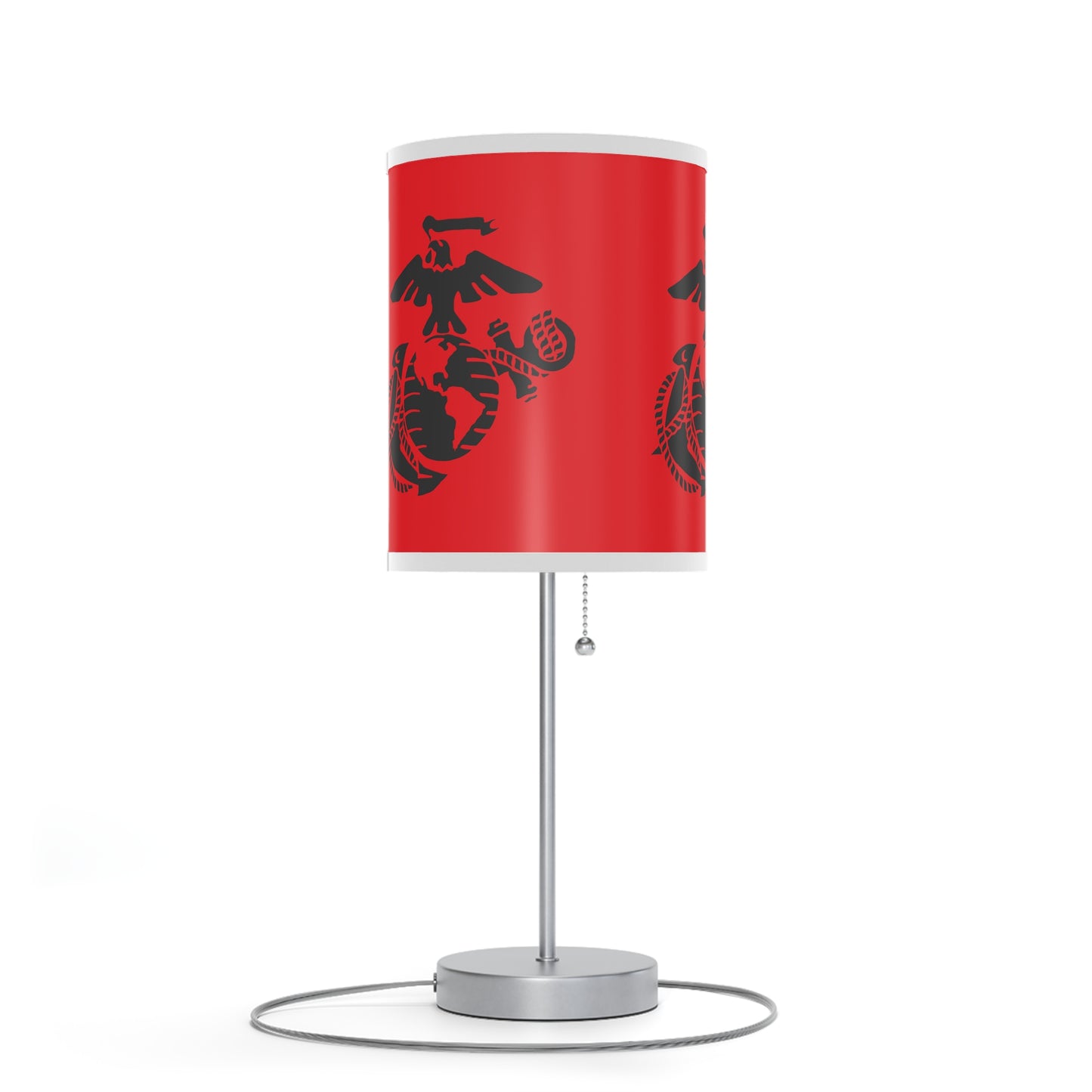 Marine Corps Table Lamp, USA Veteran Decor, Patriotic Home Lighting, Military Gift, Red and Black Lamp Design