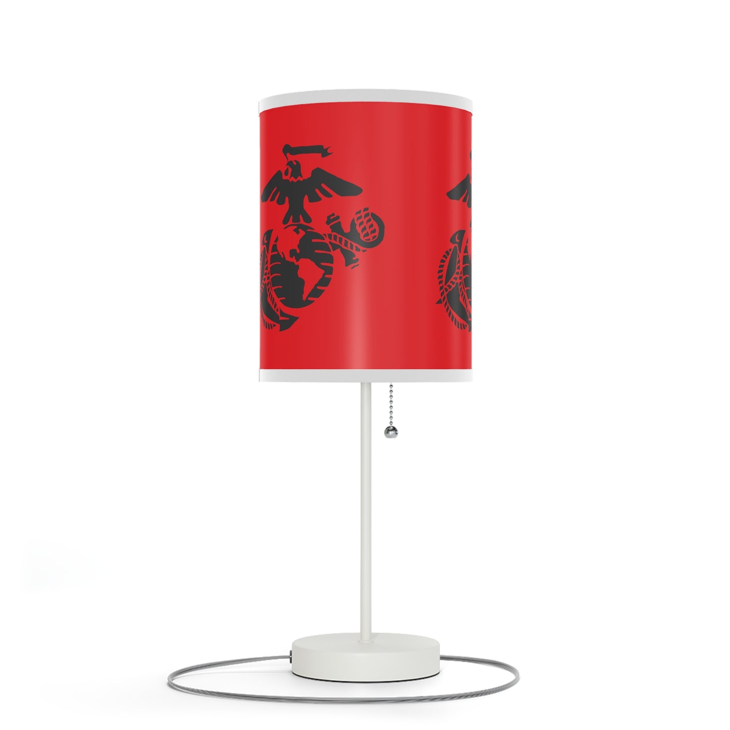 Marine Corps Table Lamp, USA Veteran Decor, Patriotic Home Lighting, Military Gift, Red and Black Lamp Design