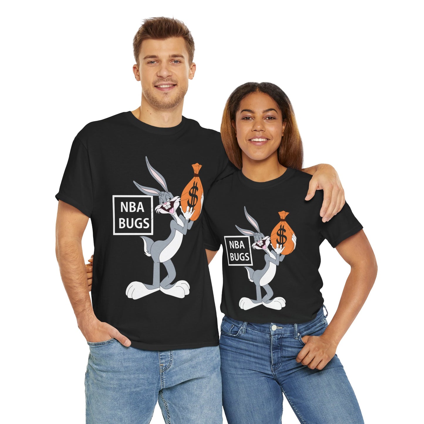 NBA Bugs Unisex Heavy Cotton Tee - Retro Graphic Tee, Gift for Comic Fans, Casual Wear, Unique Streetwear, Birthday Present