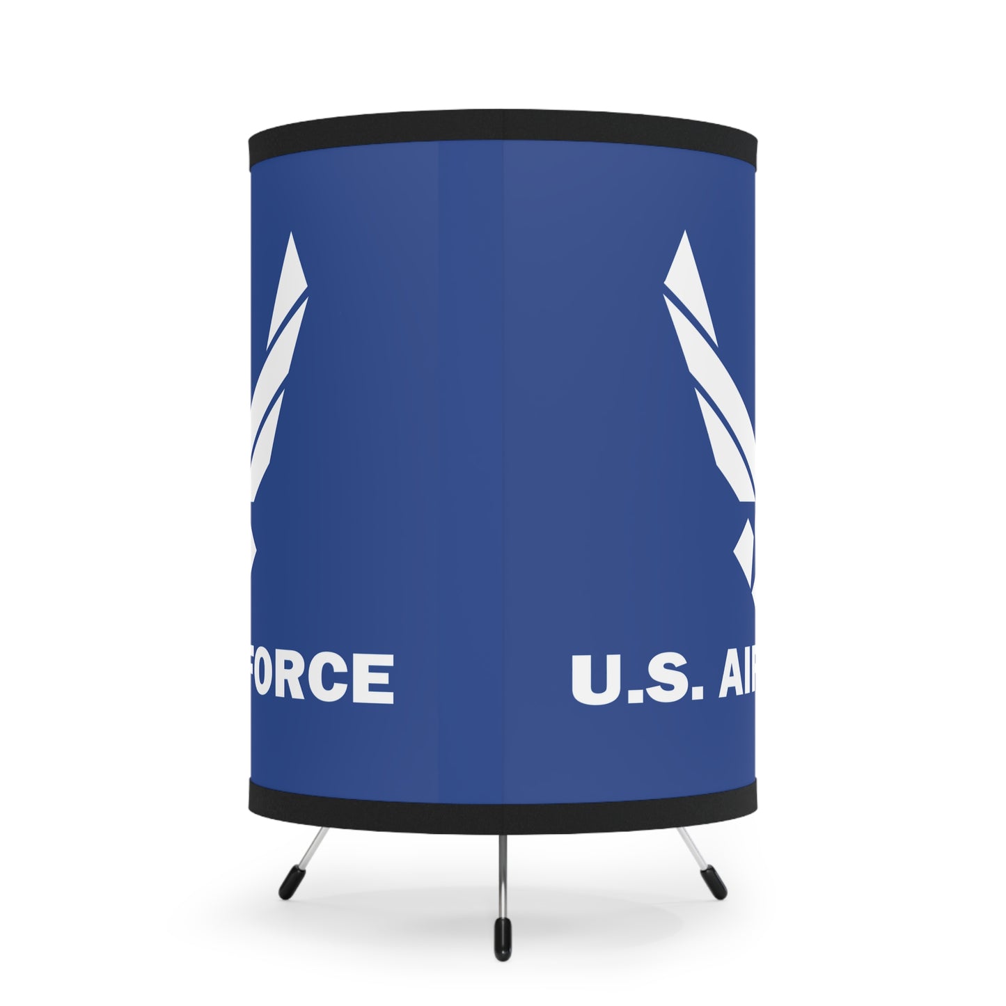 Military-Themed Tripod Lamp, U.S. Air Force Decor, Home Office Lighting, Gift for Veterans, Blue Shade