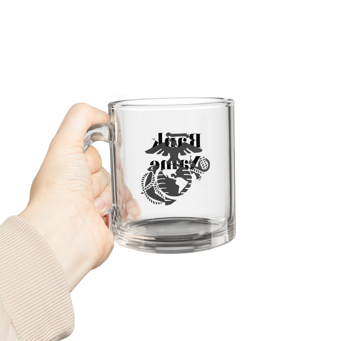 USMC morning Coffee Personalized Glass Mug - 10oz