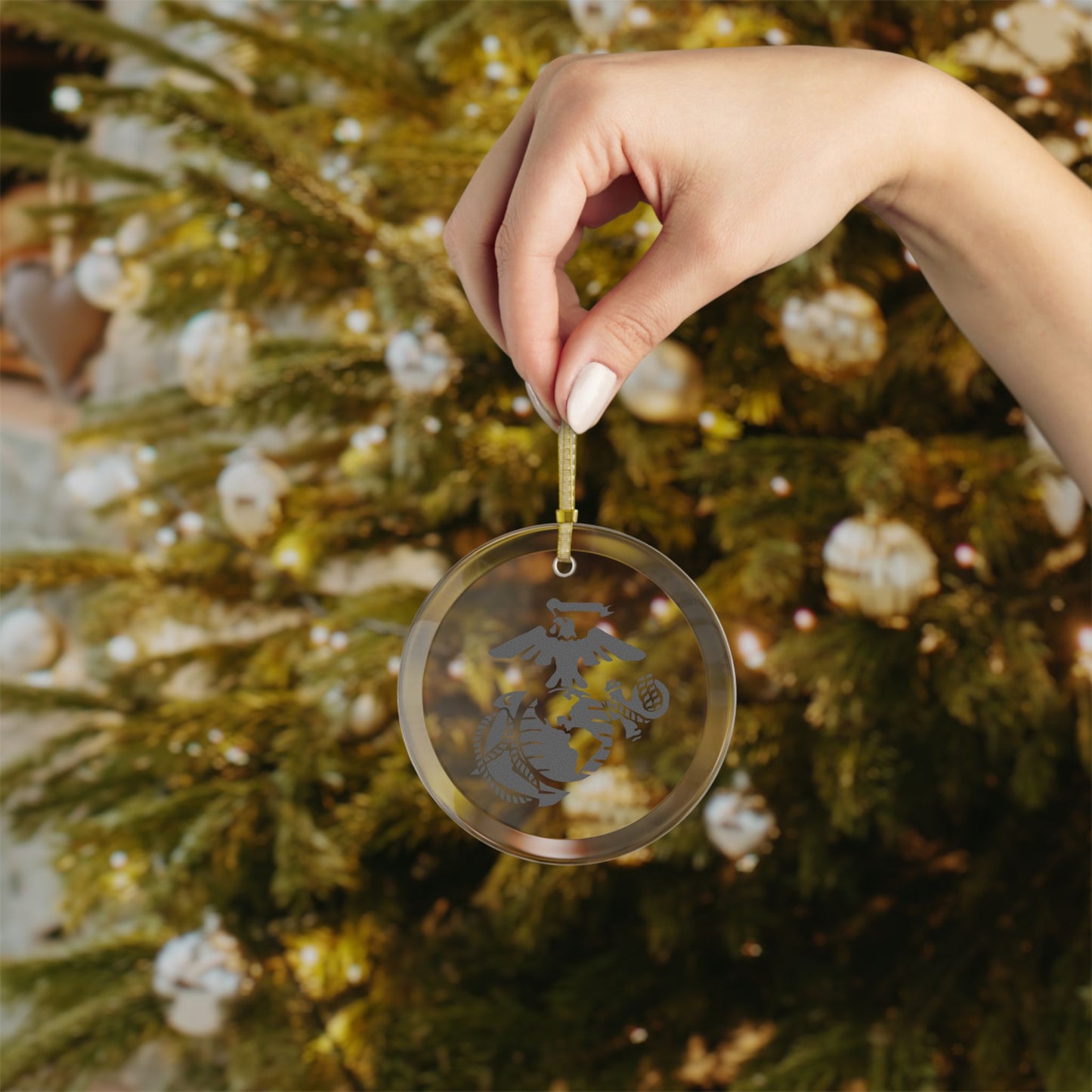 USMC Glass Ornaments