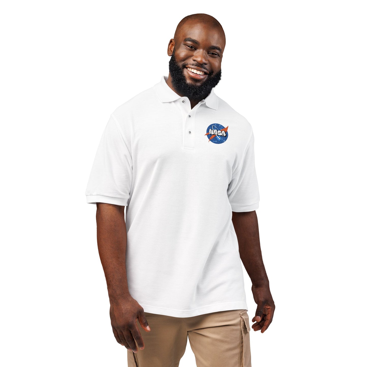 Embroidered NASA Logo Polo Shirt — Classic Space Graphic Polo