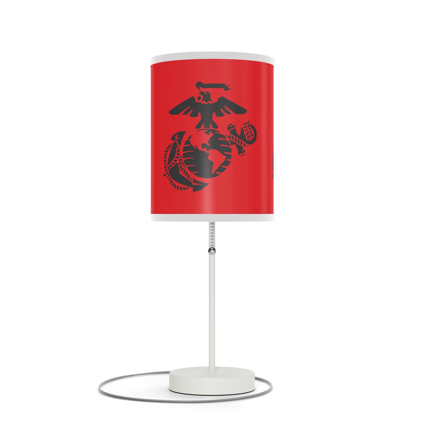 Marine Corps Table Lamp, USA Veteran Decor, Patriotic Home Lighting, Military Gift, Red and Black Lamp Design