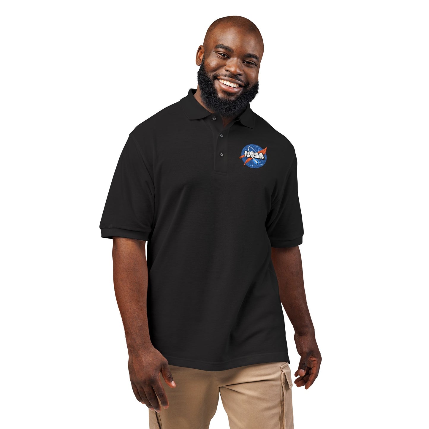 Embroidered NASA Logo Polo Shirt — Classic Space Graphic Polo